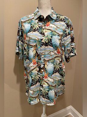 Tommy Bahama Coconut Point Hula Girls Shirt Pineapple Mens M Tencel